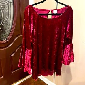 Cupid dress blouse.  Wine color.  Velvety material. Never worn.